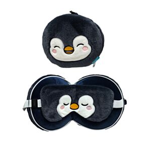 Relaxeazzz Adoramals Nico the Penguin Pingvin Plysch Resekudde & Ögonmask