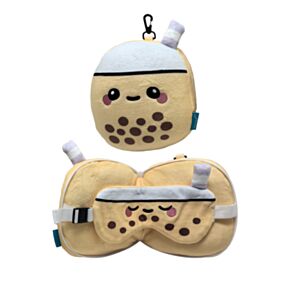 Relaxeazzz Foodiemals Bubbelte Formad Plysch Resekudde & Ögonmask