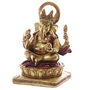 Guld & Röd Ganesh Staty 14cm Guld & Röd Ganesh Staty 14cm