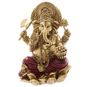 Guld & Röd Ganesh Staty 16cm Guld & Röd Ganesh Staty 16cm