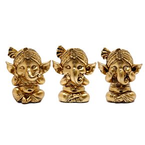 3-Pack Guld Ganesh Hear No Speak No See No Evil 3-Pack Guld Ganesh Hear No Speak No See No Evil