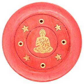 Mangoträ Buddha Rund Röd Asksamlare Rökelsehållare