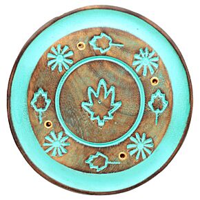 Mangoträ Runt Målat Löv Asksamlare Rökelsehållare