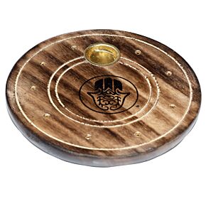 Mangoträ Rund Hamsa Askfat Rökelsehållare för Stickor & Koner