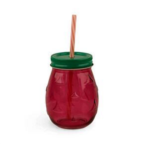Foodiemals Jordgubbsformad Mason Jar med Sugrör & Lock