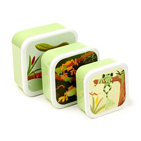 3-Pack Lunchlådor M/L/XL - Tropical Frogs Groda