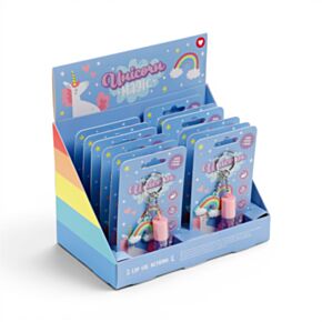 Unicorn Magic Enhörning Candy Läppolja i Sticka med Nyckelring och Figur