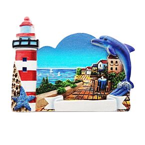 3D Tryckt Kustsouvenir Magnet Fyr & Delfin 3D Tryckt Kustsouvenir Magnet Fyr & Delfin