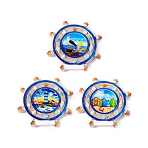 Souvenir Kustmagnet Skeppshjulformad med Kustscener