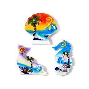 Souvenir Kustmagnet Sjöhäst, Snäckor & Delfiner