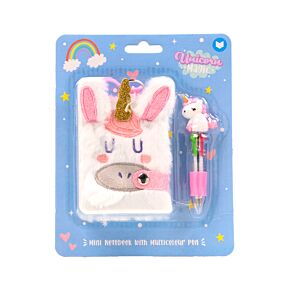 Unicorn Magic Enhörning Plysch A7 Mini Anteckningsbok & Multifärgpenna (4 Färger)