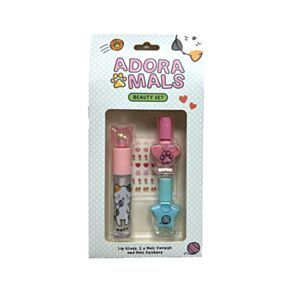 Adoramals Lola the Katt Läppglans & Nagellack Kosmetiskt Skönhetsset för Barn