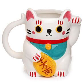 Vit Maneki Neko Lyckokatt Formad Keramikmugg Vit Maneki Neko Lyckokatt Formad Keramikmugg