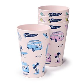 VW Volkswagen T1 Camper Bus Explore More 4-Pack 450ml Picknickkoppar i RPET VW Volkswagen T1 Camper Bus Explore More 4-Pack 450ml Picknickkoppar i RPET