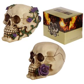 Skull and Bones Dödskalle med Lila Rosor