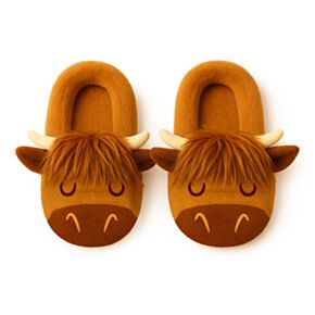 Highland Coo Ko Anti-Slip Plysch Tofflor EU36-38/UK3-5