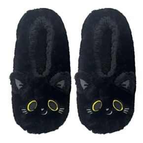 Lucky the Black Cat Svart Katt Anti-Slip Plysch Tofflor EU39-41/UK6-8