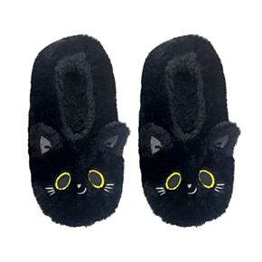 Lucky the Black Cat Svart Katt Anti-Slip Plysch Tofflor EU36-38/UK3-5