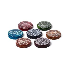 Snidad Täljsten Chakra Rund Rökelsehållare Snidad Täljsten Chakra Rund Rökelsehållare