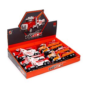 Construction Rescue Truck med Lyftkran Friction Push/Pull Actionleksak